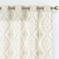 Boho Linen Curtains Embroidered Leaf Panels - Light Filtering 63in
