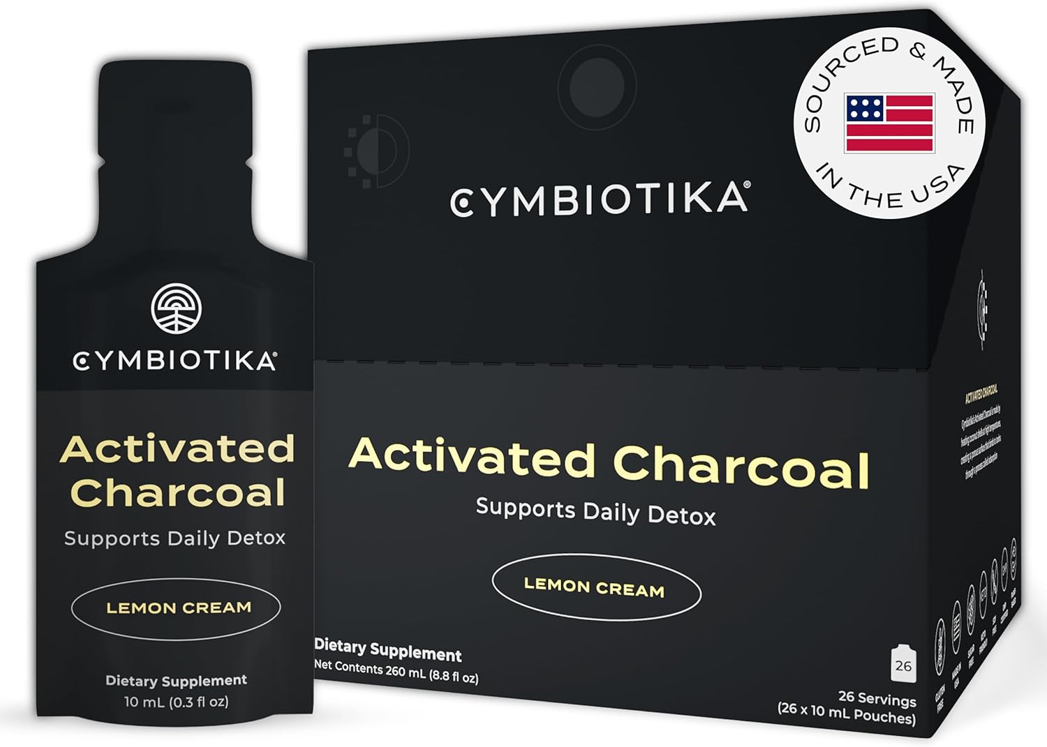 CYMBIOTIKA Activated Charcoal Liquid Supplement for Gut Health