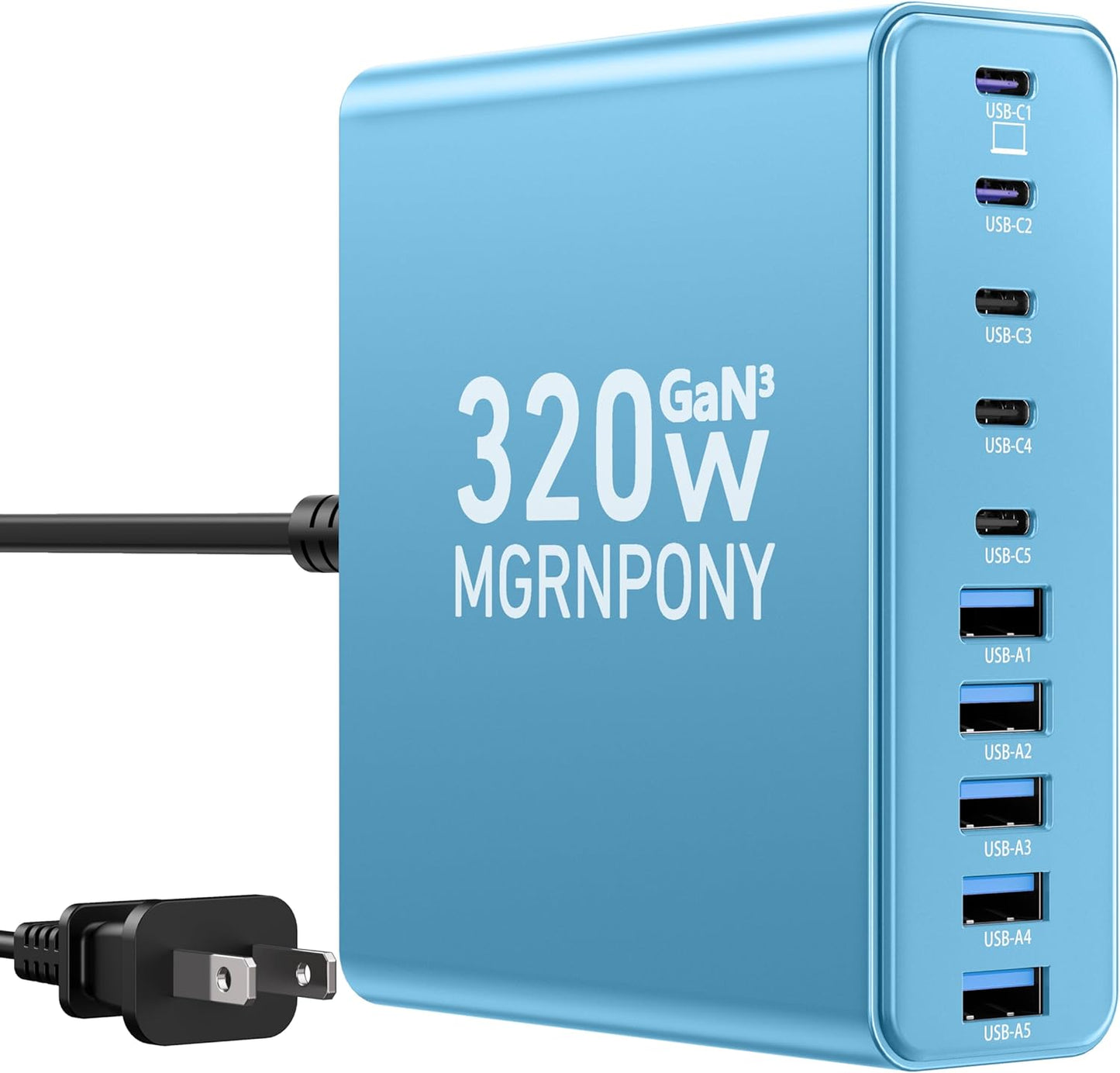 320W USB C Charger Block for Fast Charging 10 Devices at Once