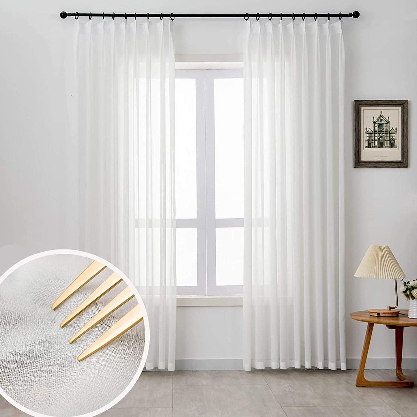 Pinch Pleated Curtains for Living Room & Bedroom 90 in Long