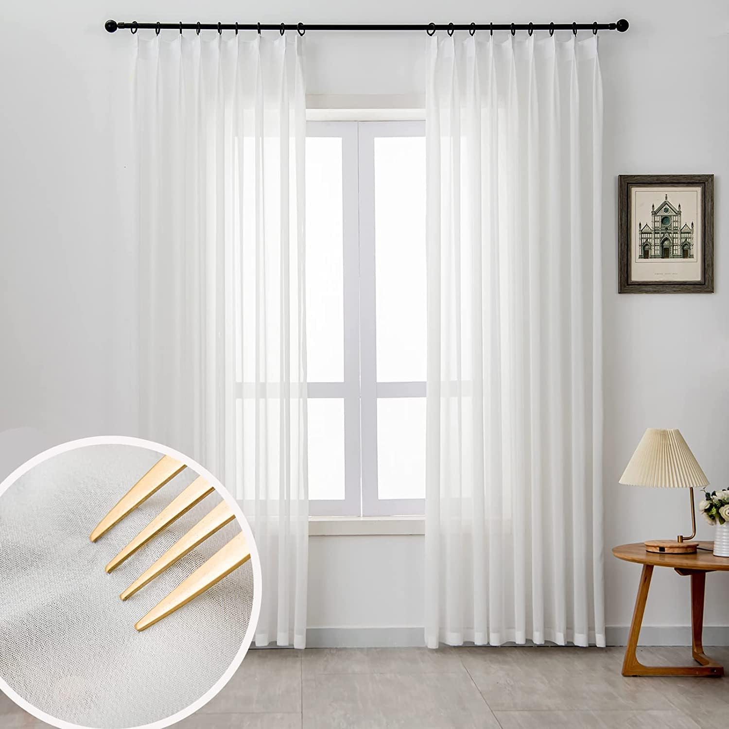Pinch Pleated Curtains for Living Room & Bedroom 90 in Long