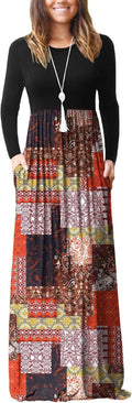 VIISHOW Women's Long Sleeve Loose Maxi Dress with Pockets - Casual