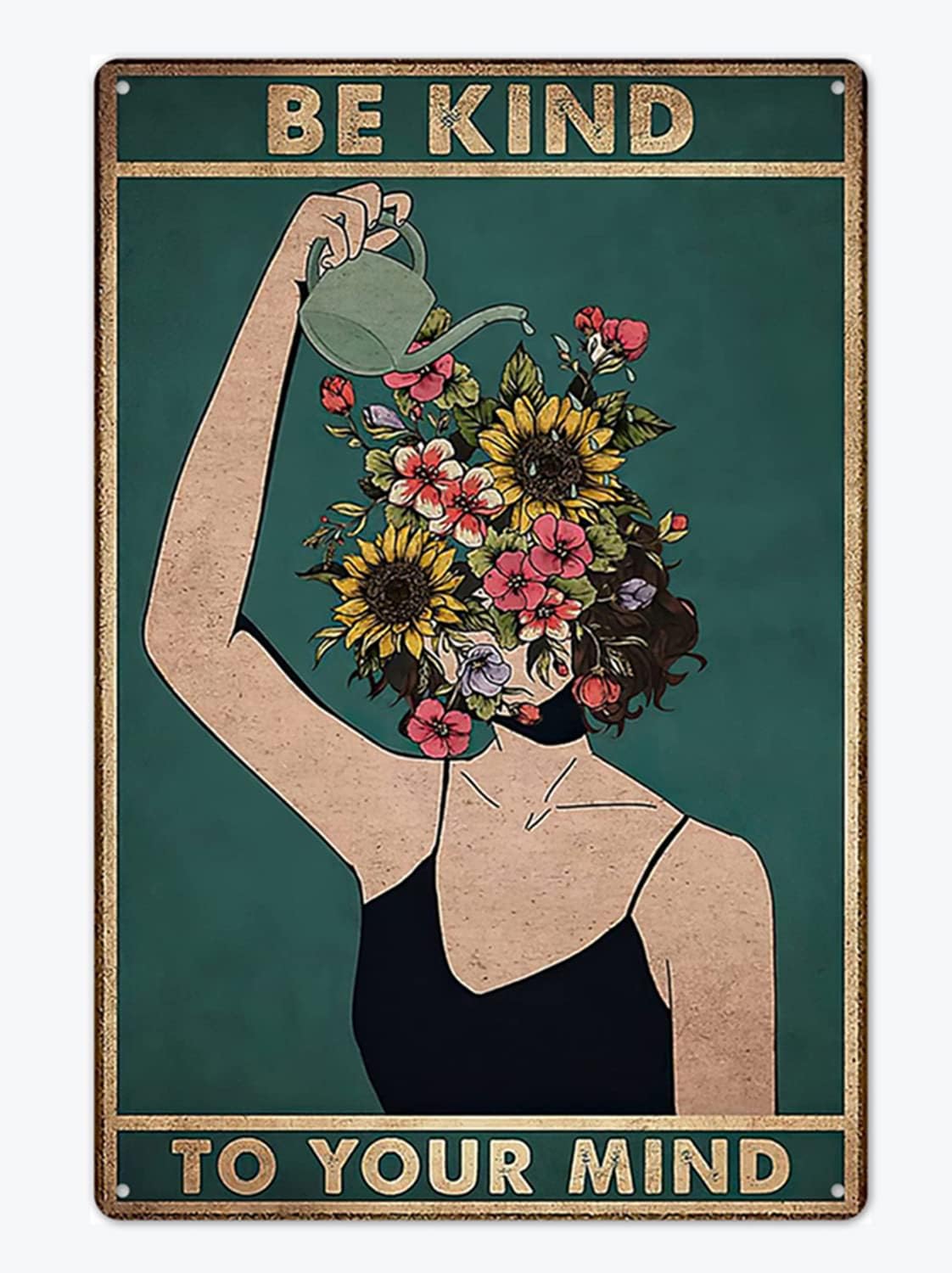 Vintage Tin Sign: Be Kind to Your Mind - Inspiring Wall Art