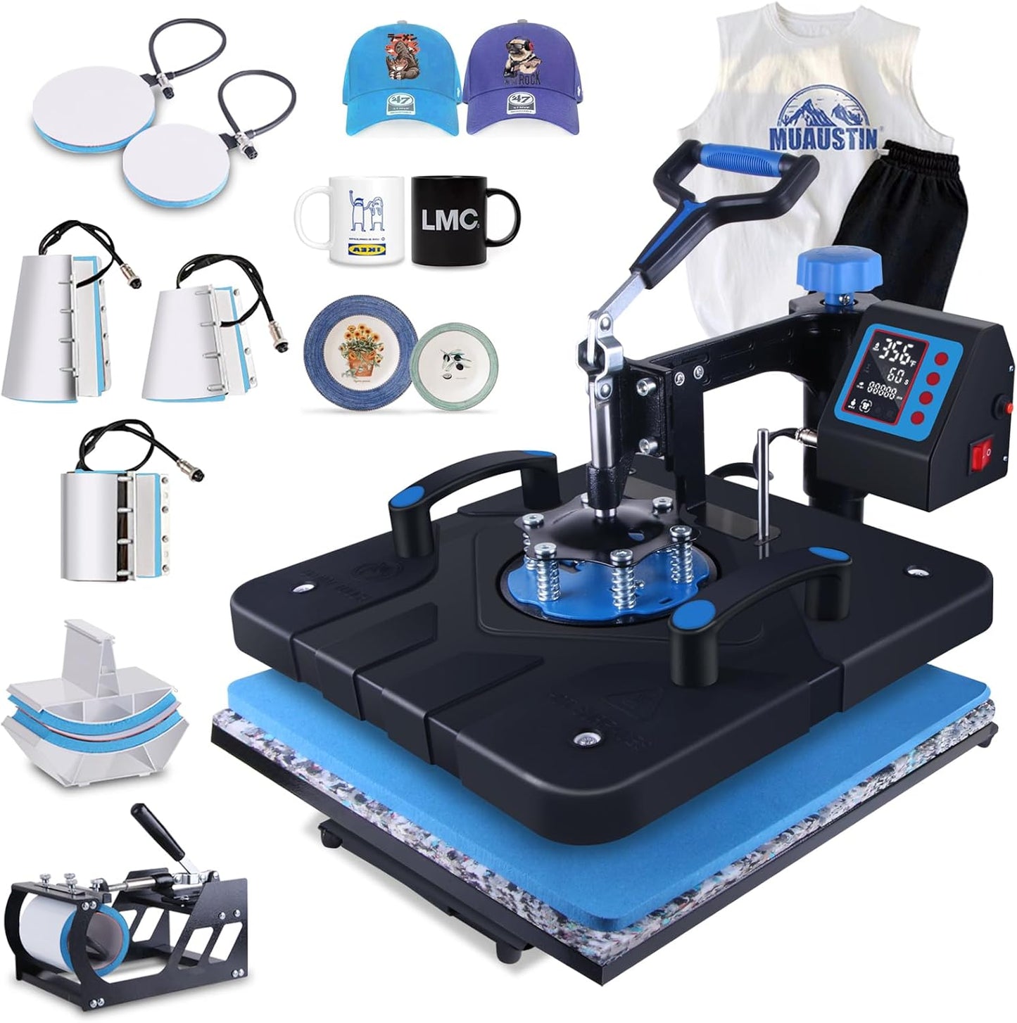 HORGELU Upgraded 8 in 1 Heat Press Machine for T Shirts and More