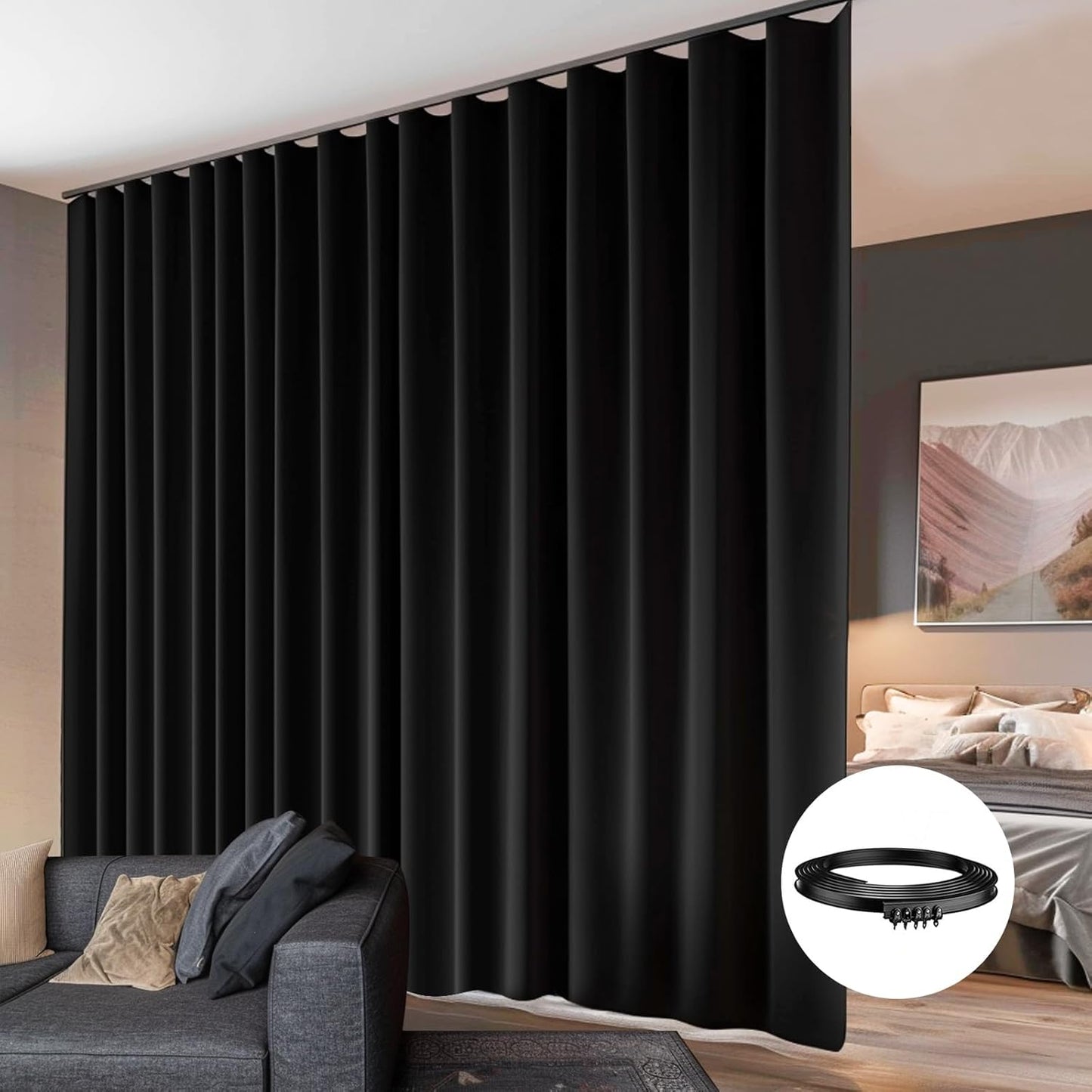 Blackout Curtain & Track Combo for Stylish Division