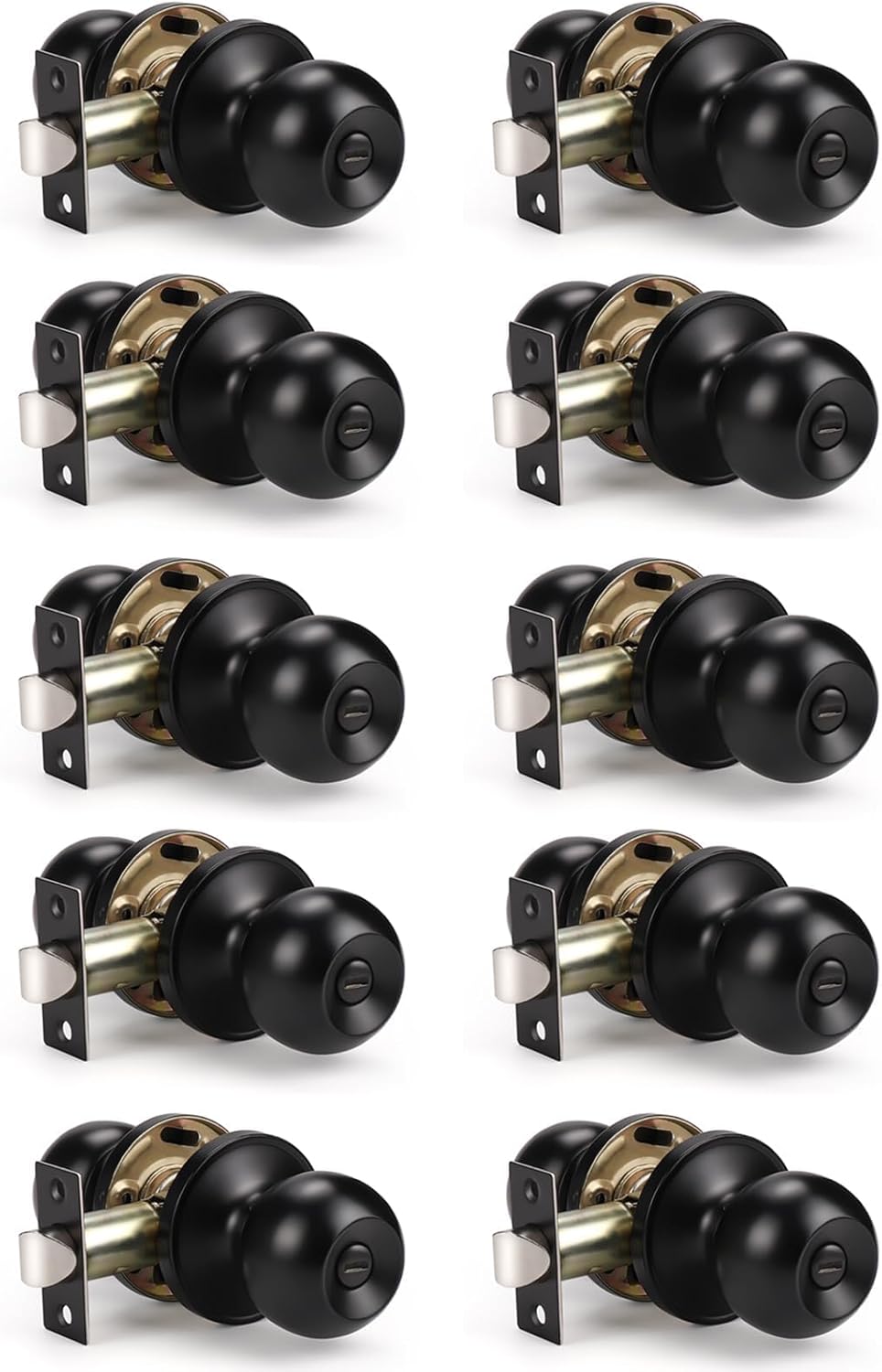 KNOBWELL Matte Black Privacy Door Knob Set for Interior Use
