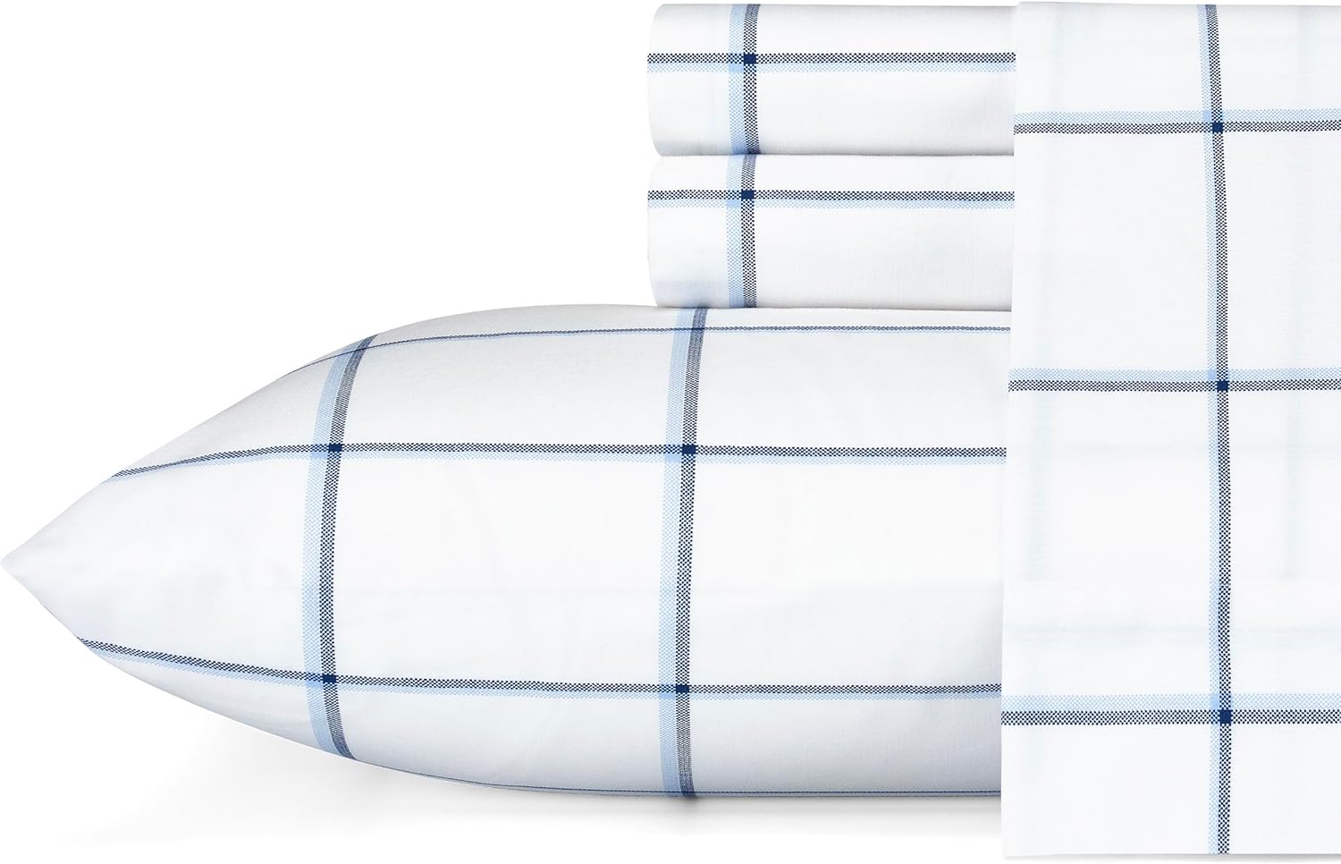 Nautica Queen Sheet Set - Crisp Cotton Percale Bedding in Blue