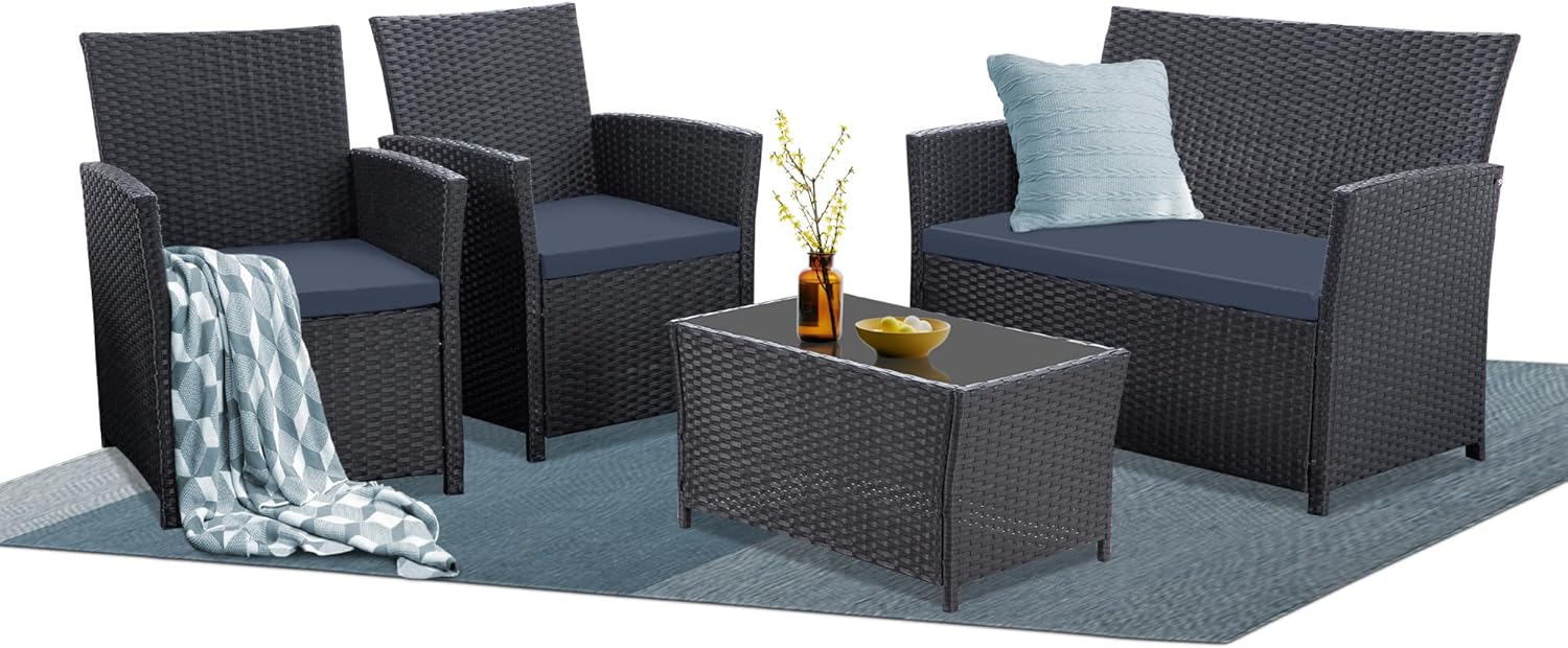 4 Piece Patio Furniture Set for Outdoor Comfort and Style