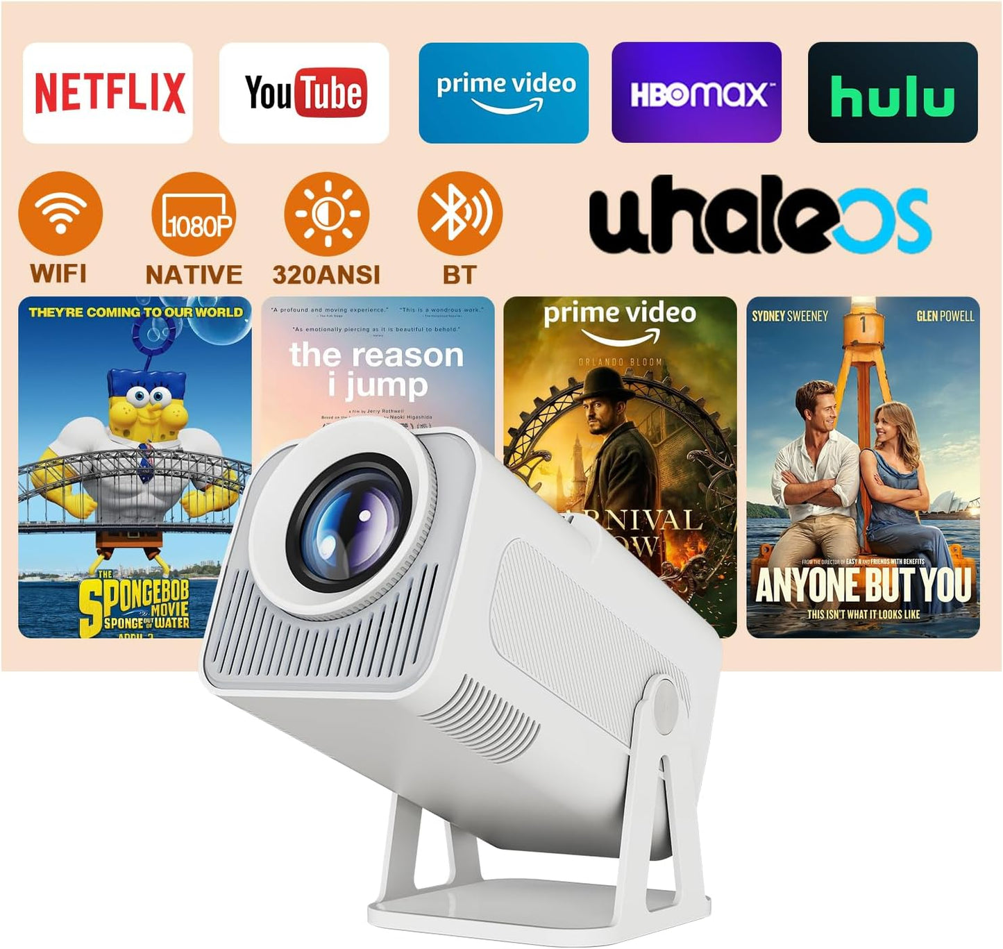 Portable Smart Mini Projector for Home Theater - Netflix Licensed