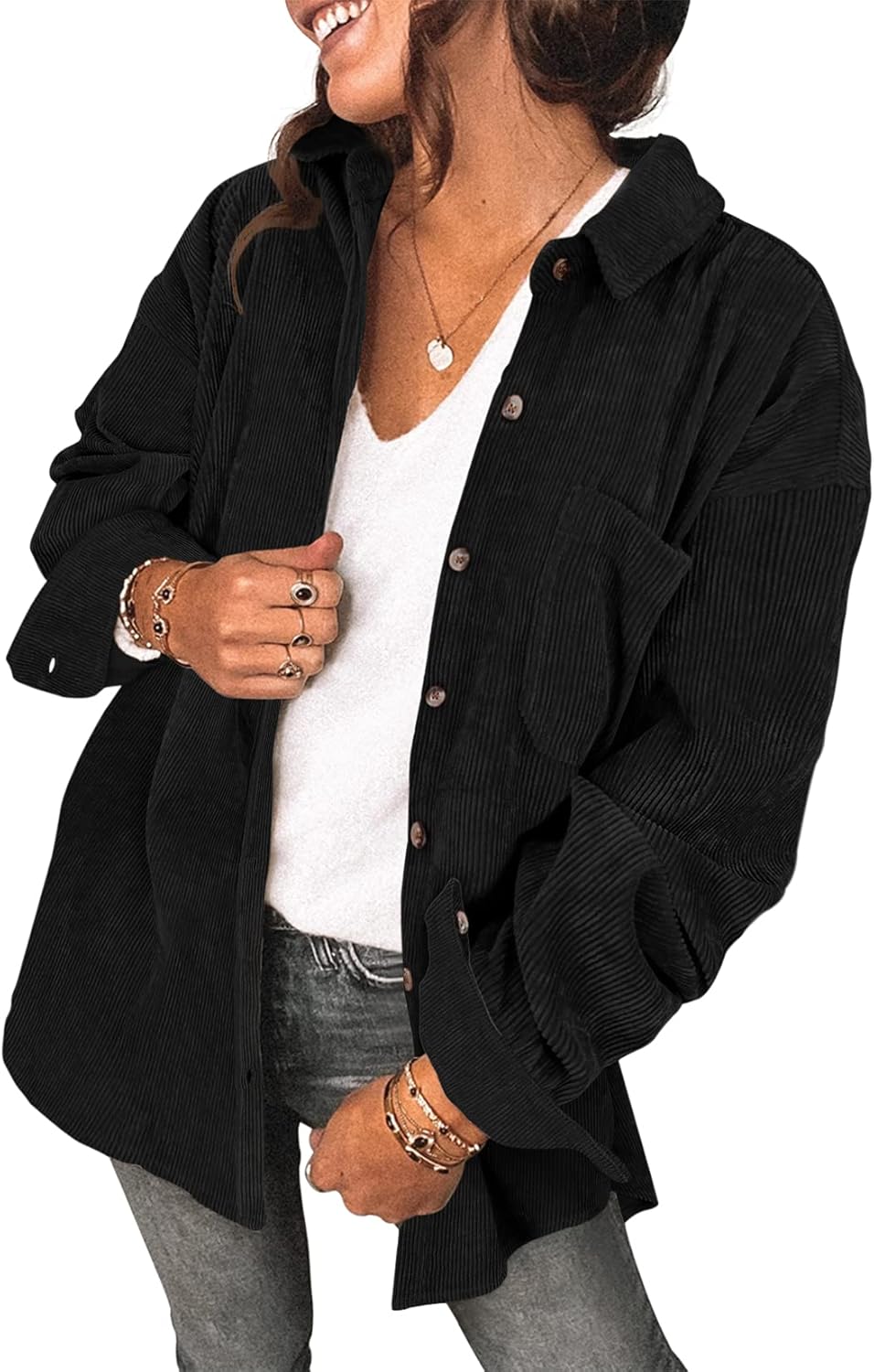 Saslax Womens Corduroy Shirt Jacket for Stylish Versatility