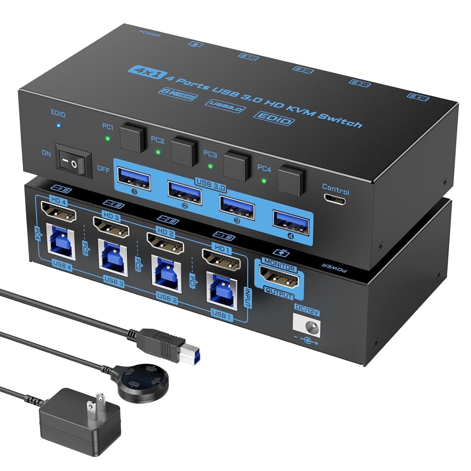 8K HDMI KVM Switch for 4 Computers Sharing 1 Monitor Effortlessly
