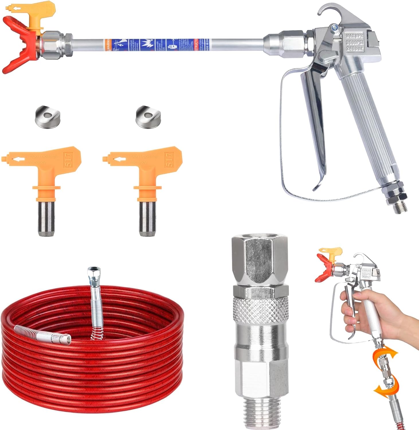 Airless Paint Spray Gun Kit with 50ft Hose and Extension Pole