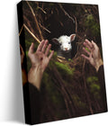 Jesus and Lamb Canvas Wall Art 24x30 in - Good Shepherd Rescue Scene