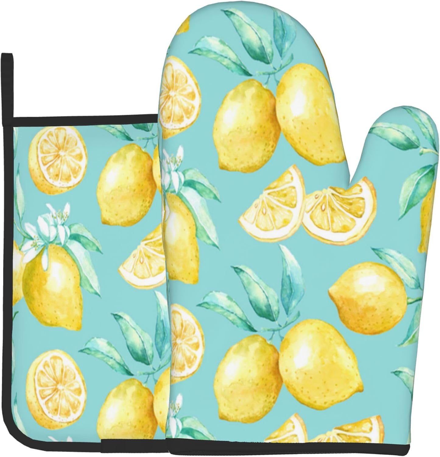 Non-Slip Lemon Oven Mitts - Heat Resistant Cooking Essential