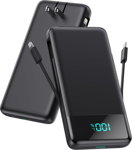 13800mAh Upgraded Portable iPhone Charger with Built-in Cables - Fast Charging Travel Essential
