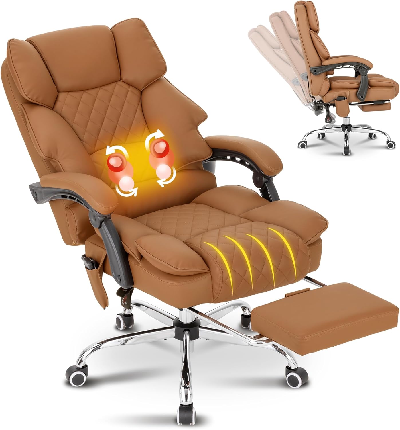 Kneading Massage Executive Office Chair with Heated Footrest