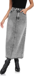 Women's High Waisted A Line Denim Midi Skirt for Trendy Looks
