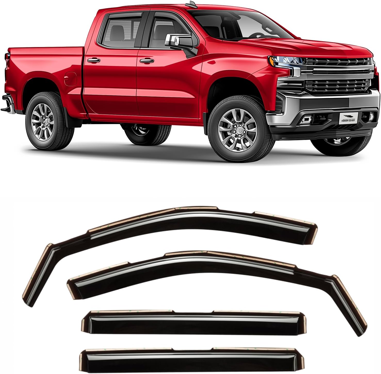 Voron Glass In-Channel Rain Guards for Chevy Silverado 2019-2026