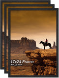 17x24 Picture Frame Set of 3 Black Engineered Wood - Lightweight Wall