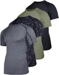 Men's Compression T-Shirt 4 Pack - Slimming Athletic Base Layer Design