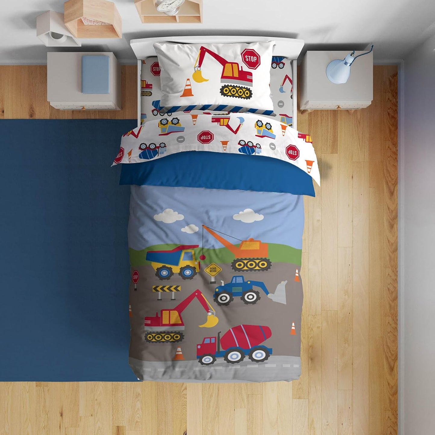 Sunny Side Up Construction Zone Toddler Comforter Set for Kids