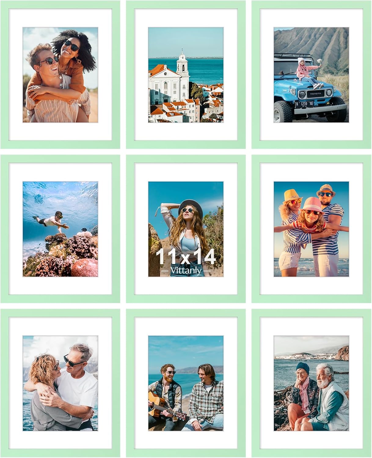 Vittanly 11x14 Picture Frames Set of 9 for Wall or Tabletop