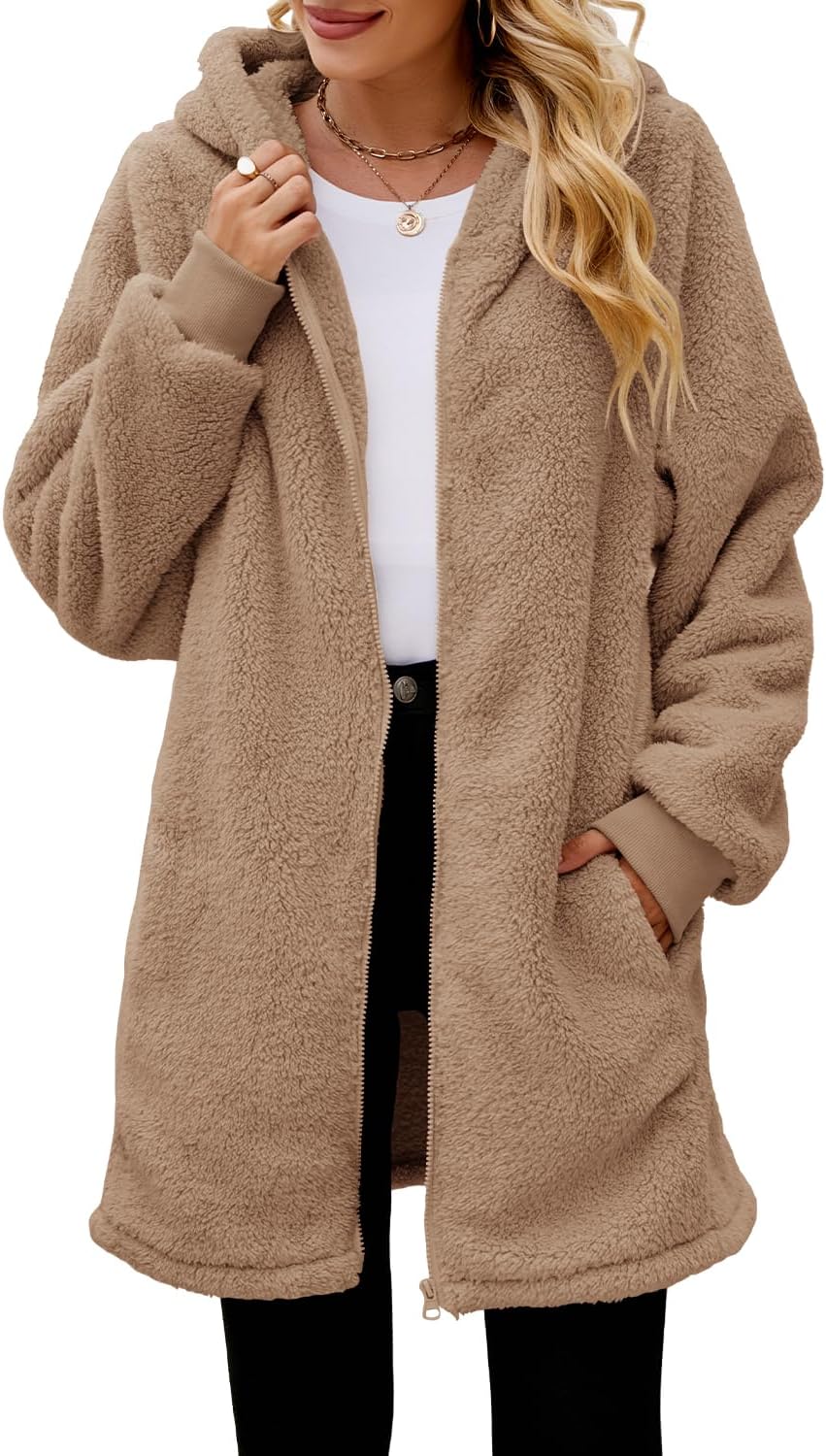 Yanekop Womens Oversized Sherpa Jacket for Cozy Warmth