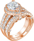Wuziwen 4 Carat Silver Wedding Engagement Ring Set for Women