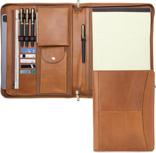 Professional Leather Portfolio: Stylish 8.5x11 Padfolio Binder