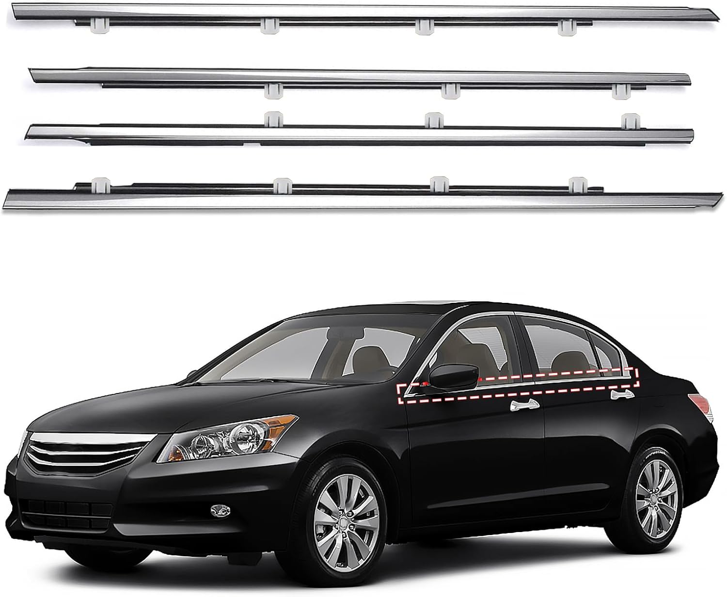 Window Molding Trim for Honda Accord 2008-2012, 4-Door Sedan