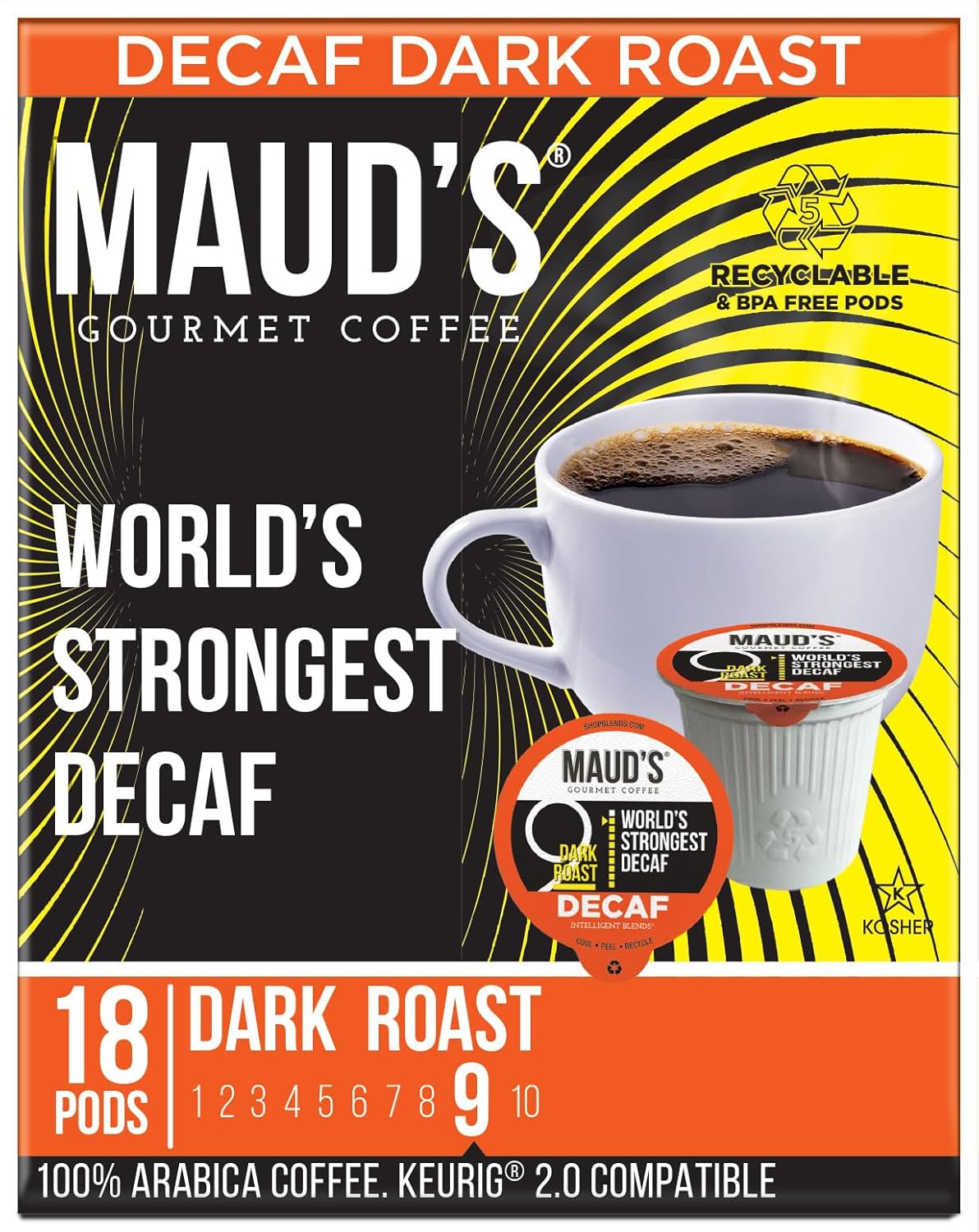 100% Arabica, Solar-Powered Decaf Pods - Maud's Dark Roast