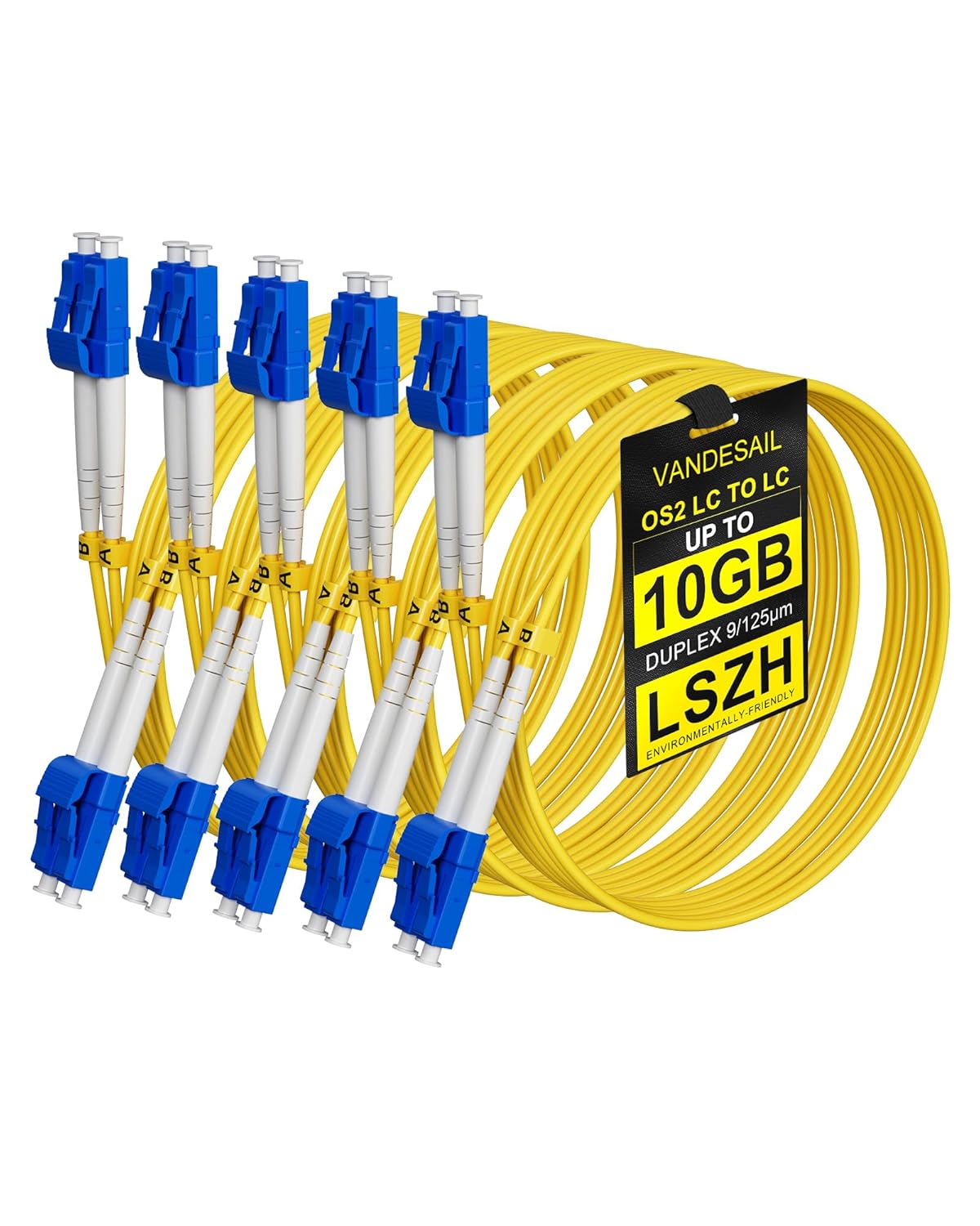5 Pack OS2 LC to LC Fiber Patch Cable for Reliable Connections