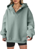 ANRABESS Womens Oversized V Neck Hoodie Sweatshirt - Cozy Fall
