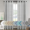 Linen Curtains Flax Linen Blended Panels 96 in - Semi Sheer Privacy