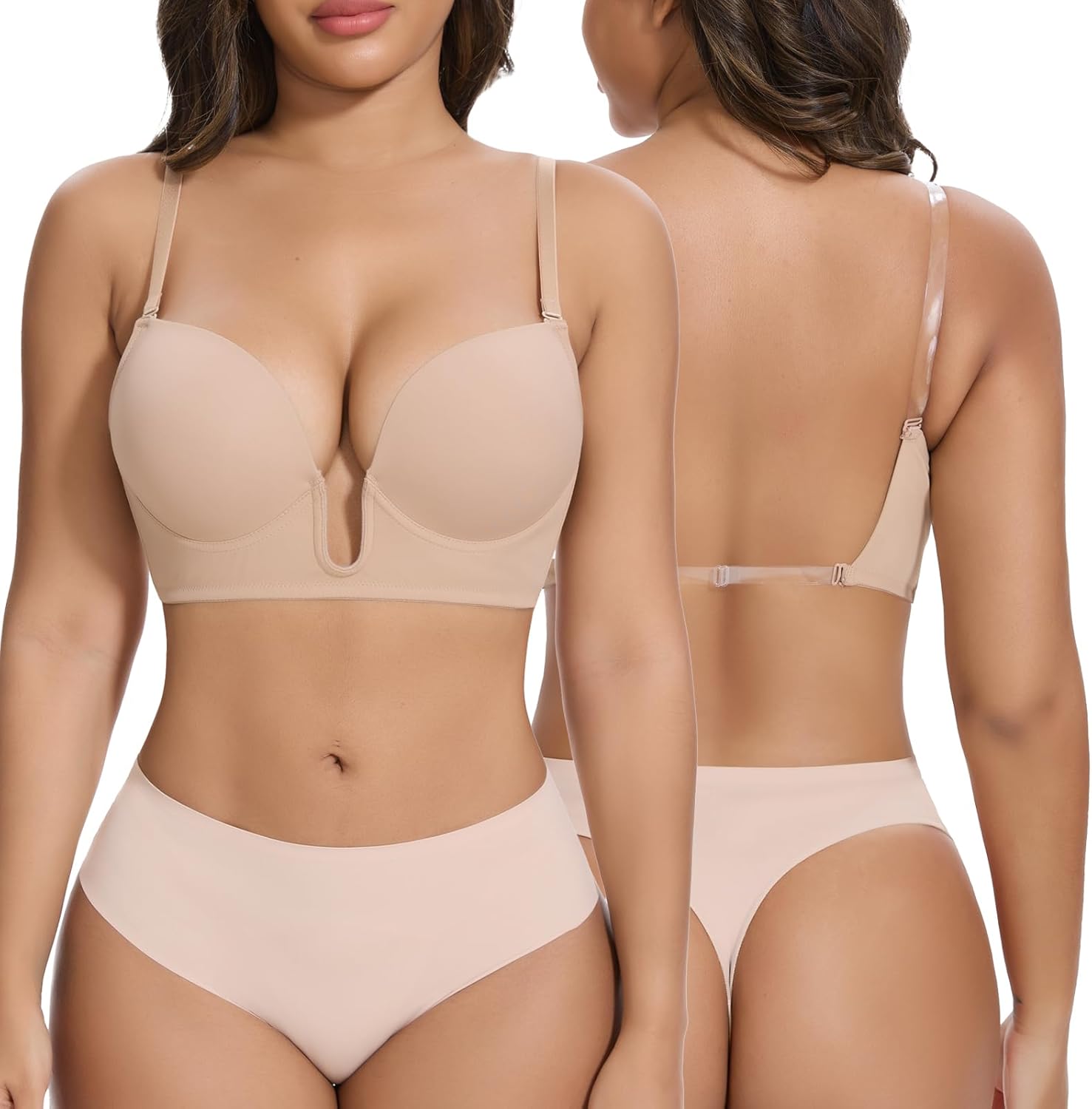 JOYSHAPER Low Cut Bras for Women: Deep Plunge Backless Support