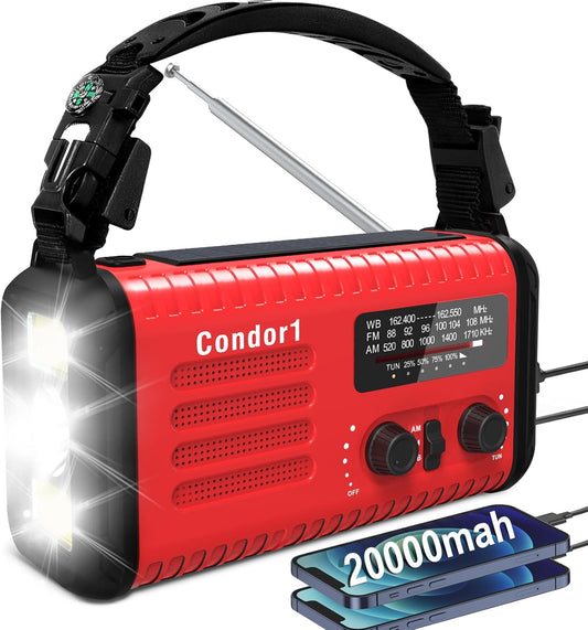 Emergency Weather Radio with Solar Hand Crank and SOS Alarm