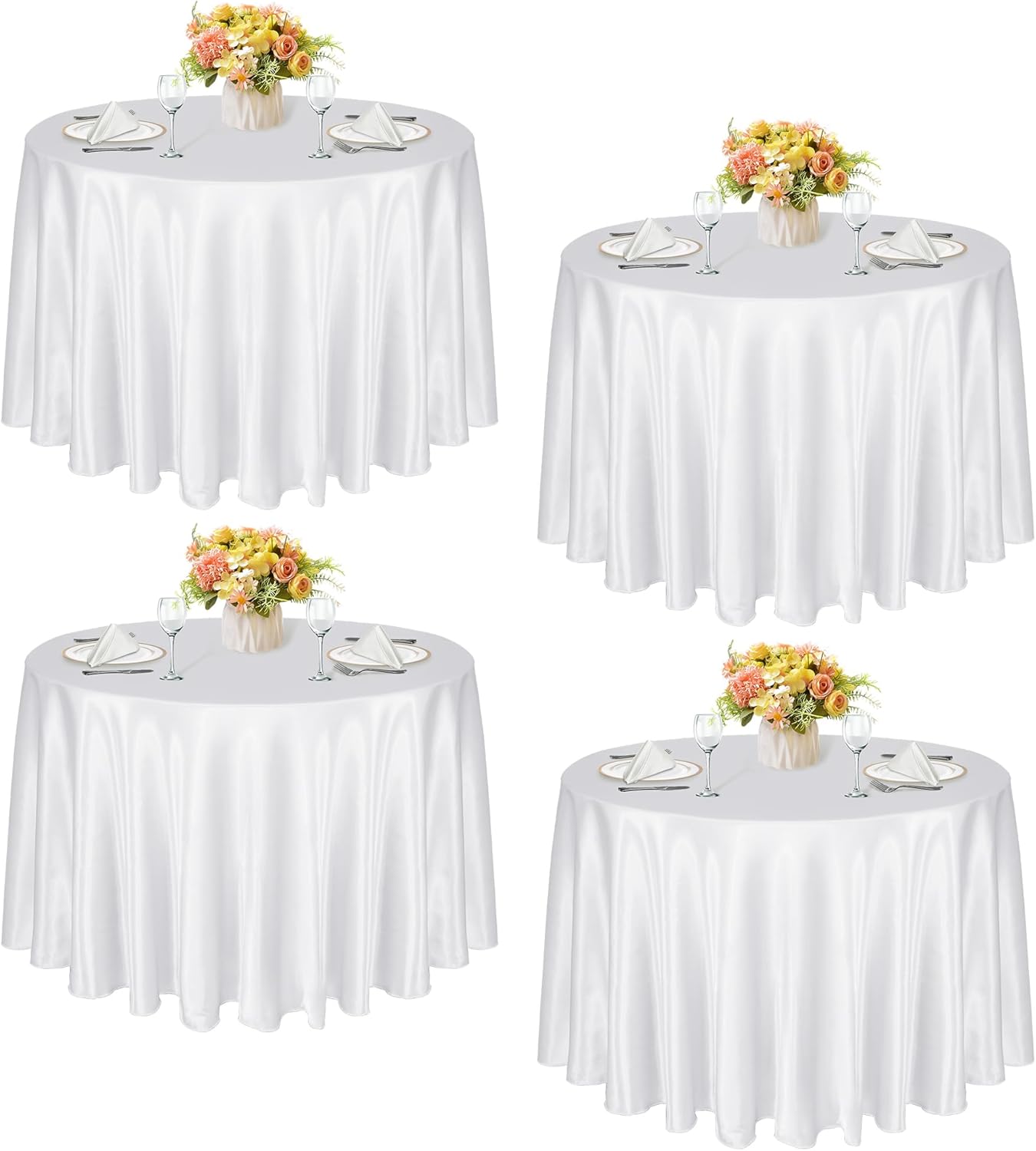 120 Inch Round Satin Tablecloth for Weddings and Events