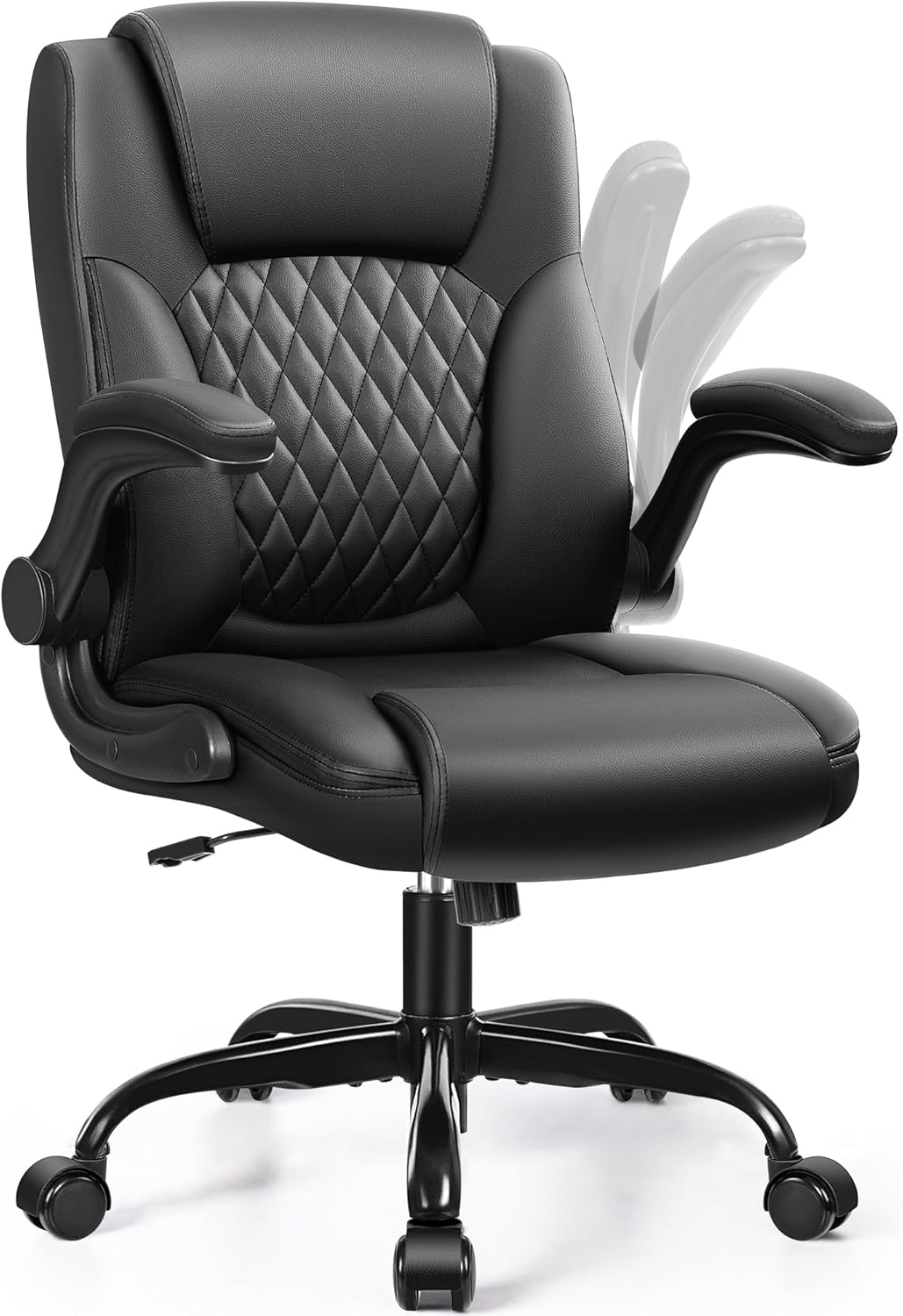 360Swivel PU Leather Office Chair - Ergonomic Back Support, Adjustable Armrests