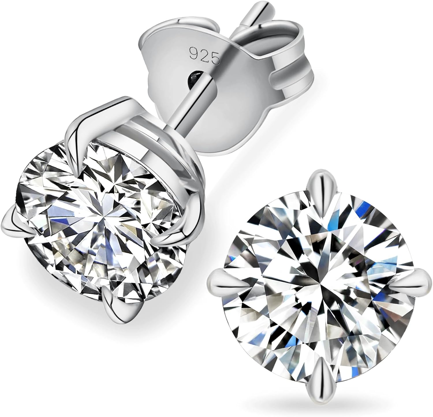 Moissanite Stud Earrings in 14K White Gold for Women and Men