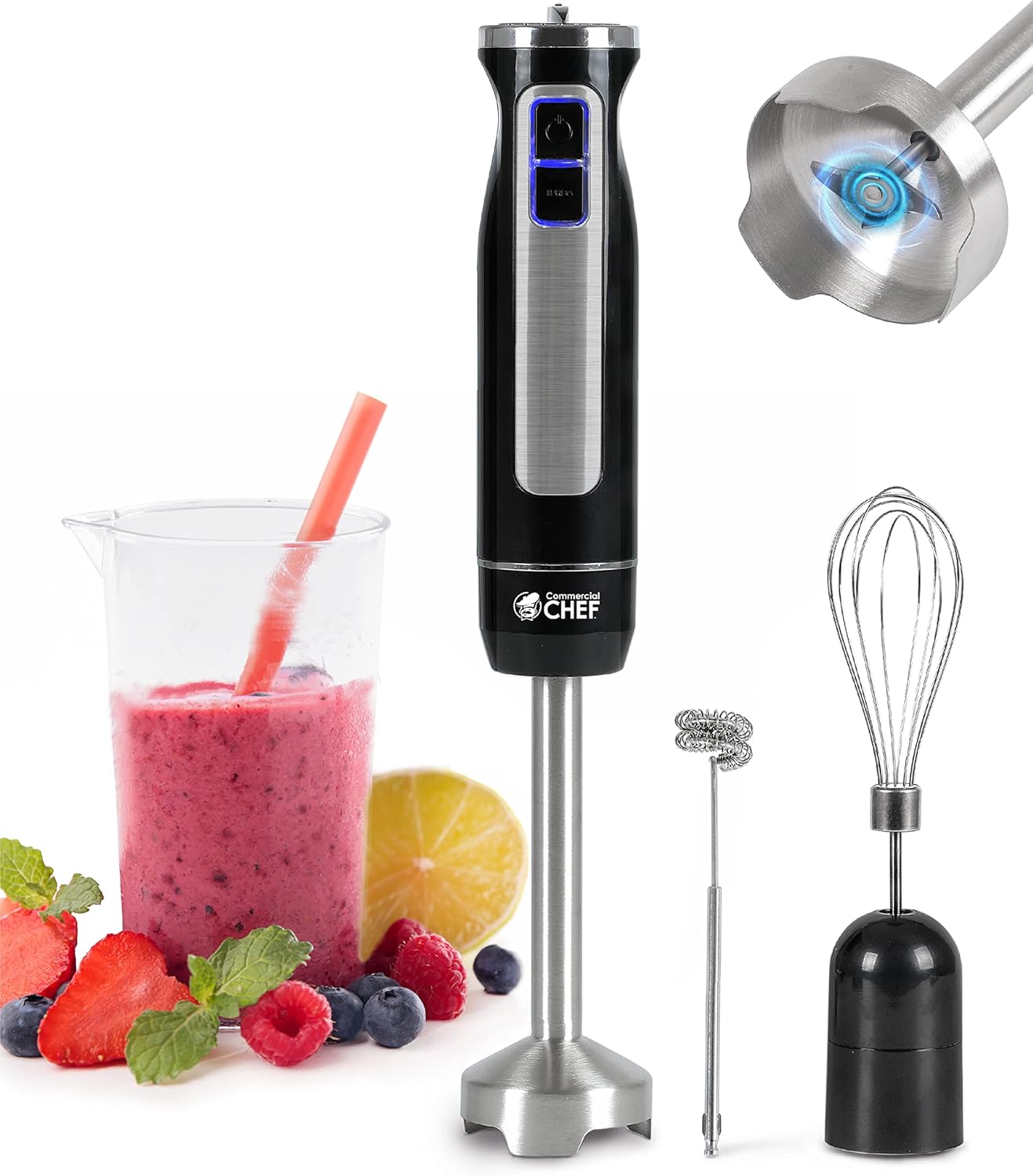 8-Speed Stainless Immersion Blender by COMMERCIAL CHEF