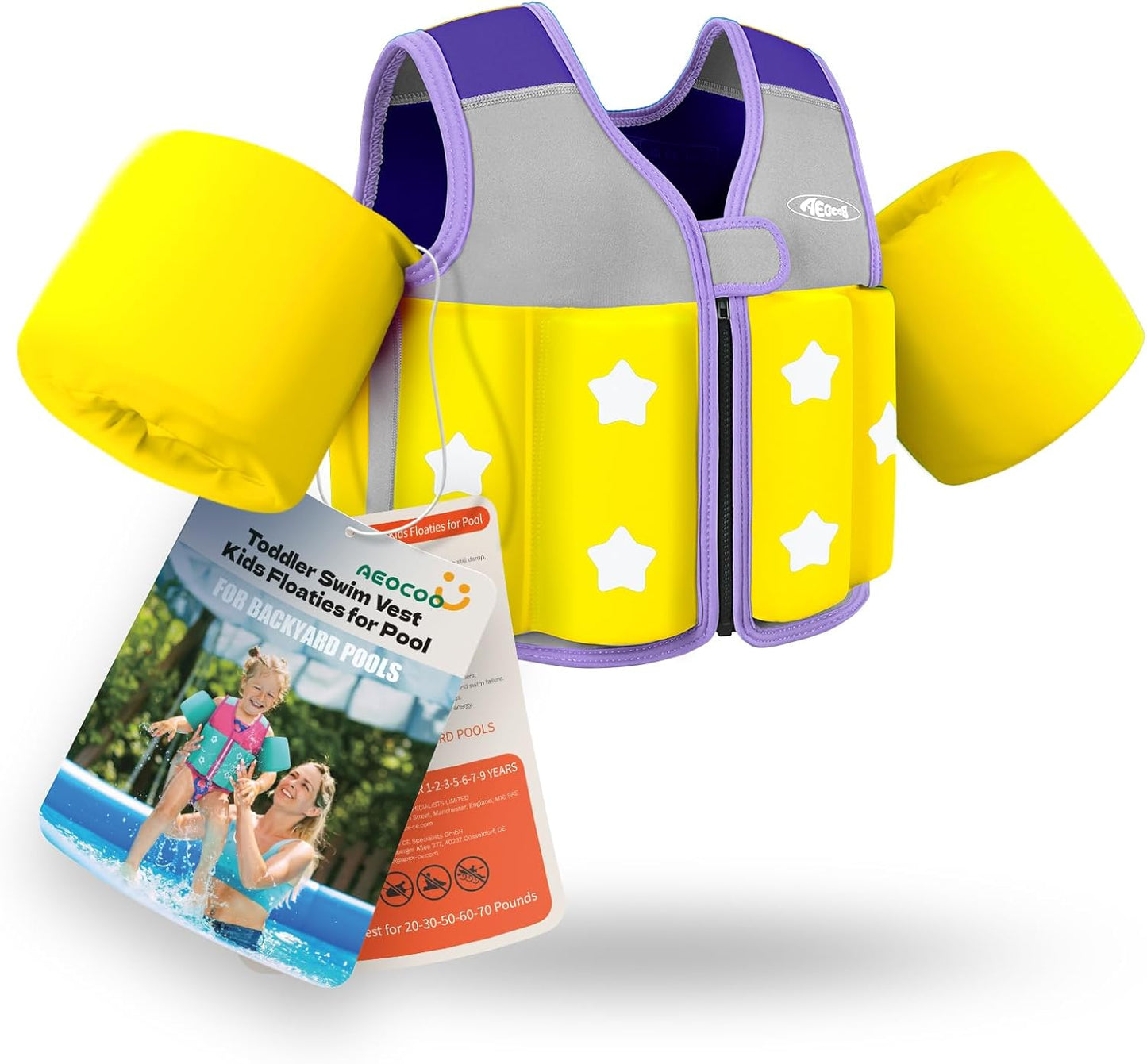 Toddler Swim Vest for Kids 20-30-50-70 Pounds - Safe & Fun