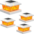 VOLISUN Solar Fence Post Lights 4pack - Flickering Flame Deck Caps