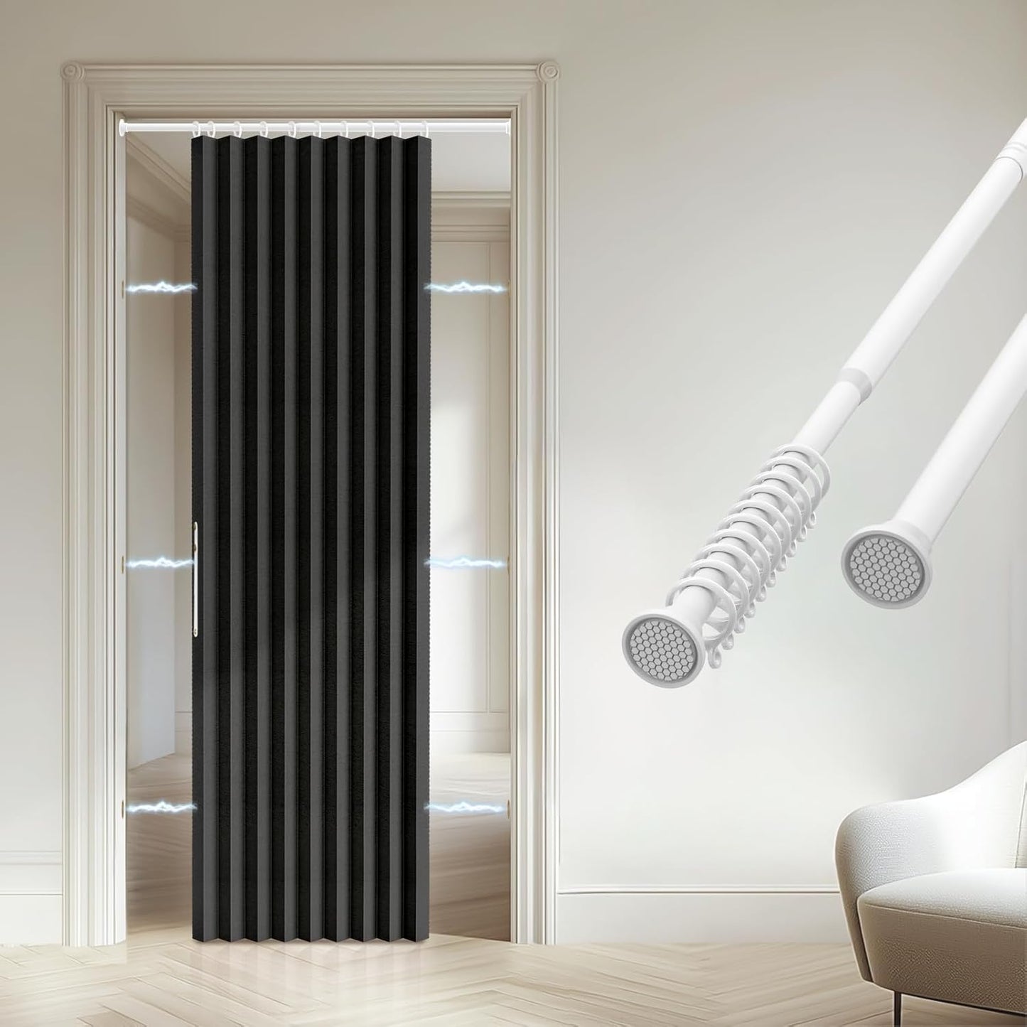 Accordion Door Curtain - 100% Light-Blocking Privacy Solution