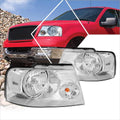 2Pcs Chrome Headlight Assembly for Ford F150 04-08 - Clear Corner