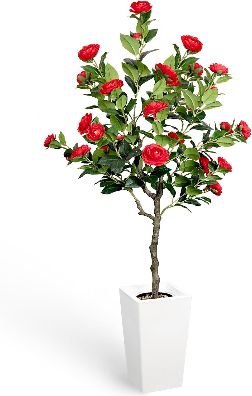 Artificial Camellia Tree 5FT with Red Flowers for Home Decor