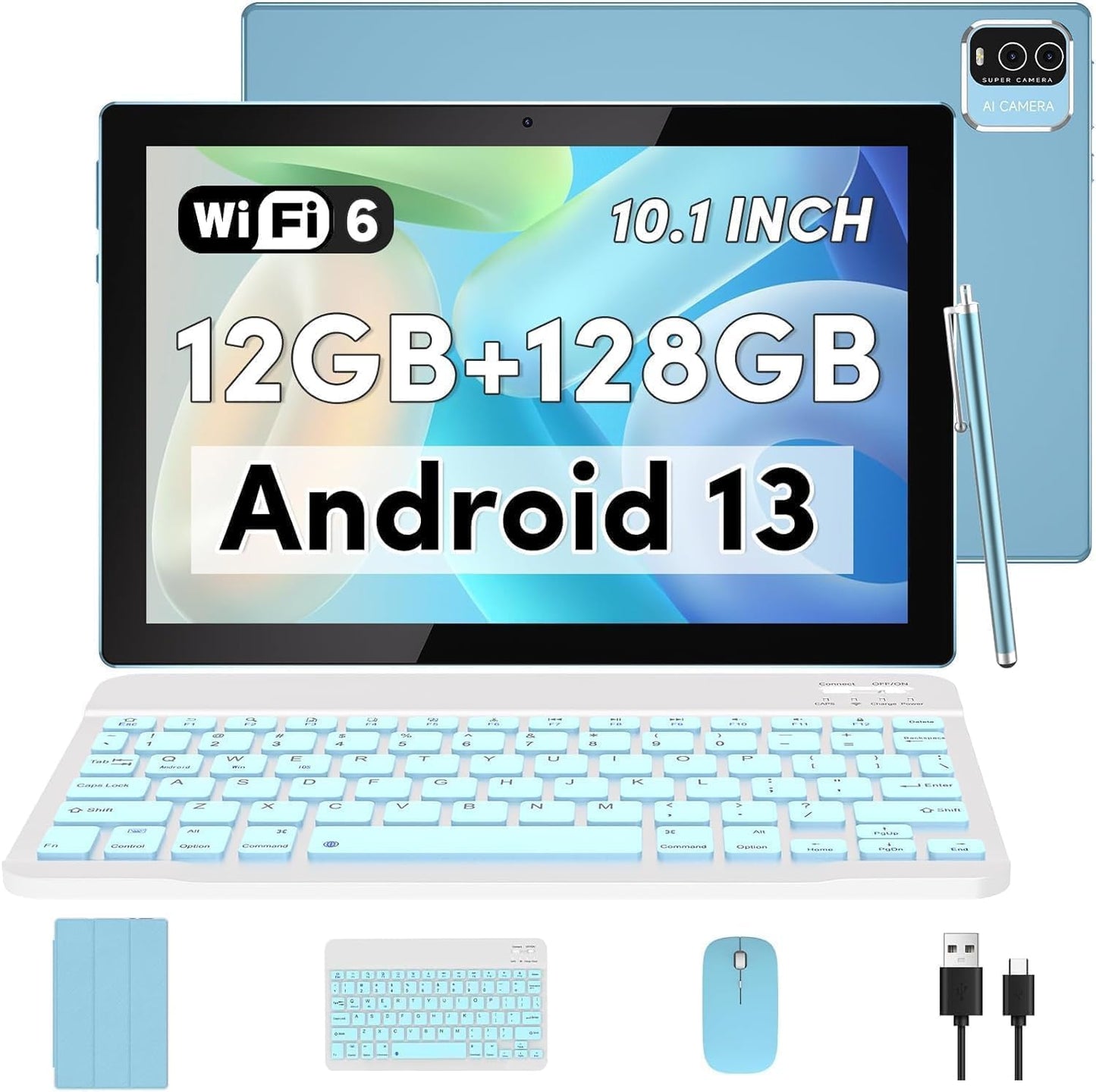 Android 13 Tablet 10 in with 12GB RAM and 128GB Storage