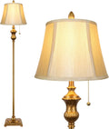 TOBUSA Gold Vintage Floor Lamp for Elegant Living Rooms