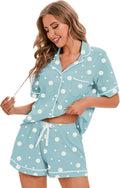100% Cotton Pajamas for Women 2 Piece Short Sleeve Set - Soft Knit