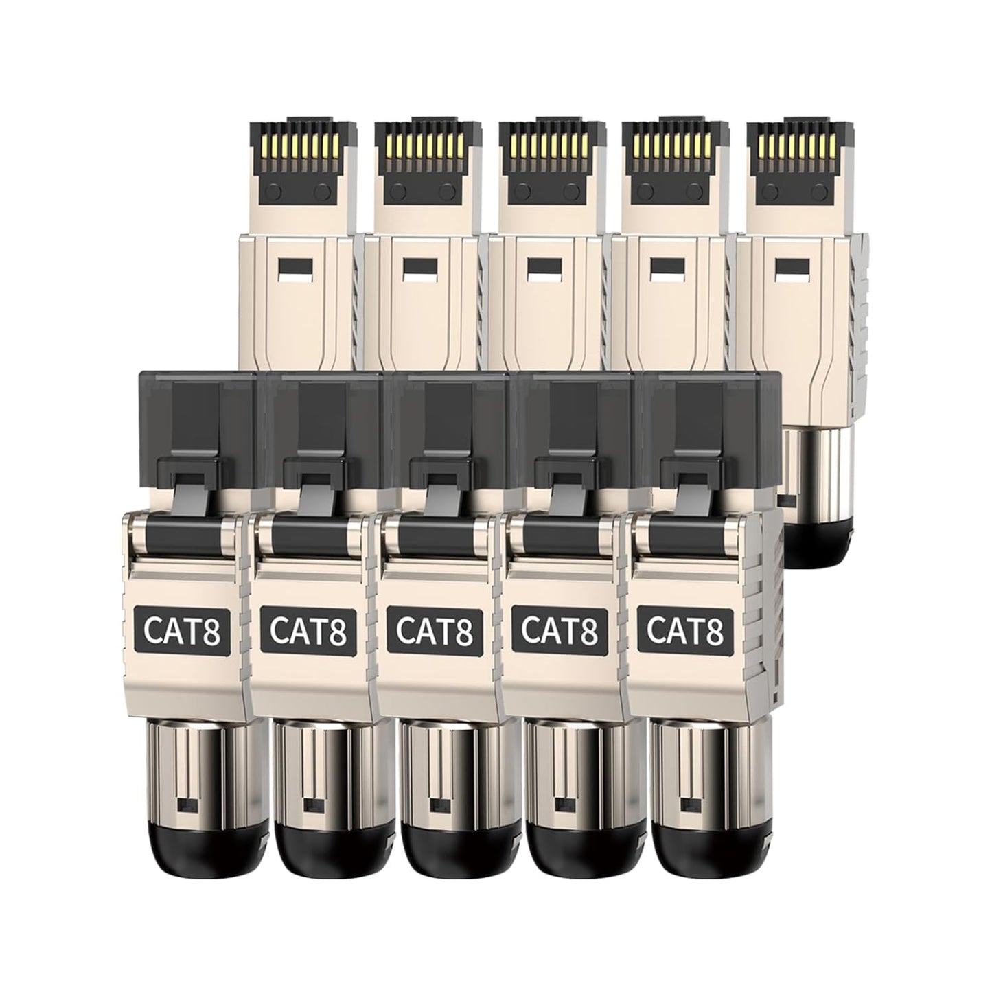 10-Pack RJ45 Connectors Tool Free Cat 8 for High-Speed Networking