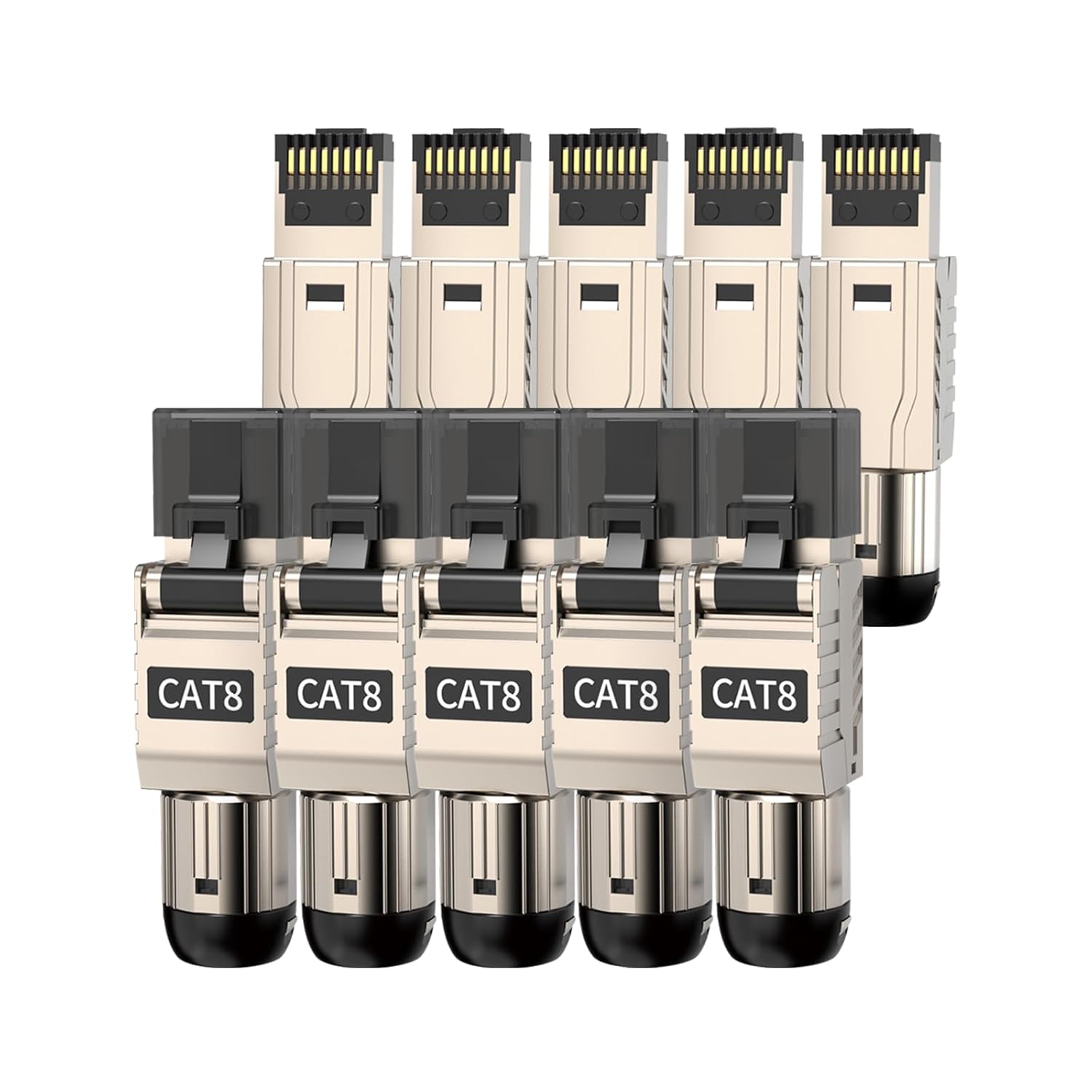 10-Pack RJ45 Connectors Tool Free Cat 8 for High-Speed Networking